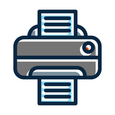 Kişisel ve Ticari Kullanım İçin Koyu Renk Simgeleri Doldurulmuş Yazıcı Vektör Kalın Çizgisi