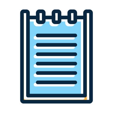 Not Defteri Kalın Çizgisi Kişisel ve Ticari Kullanım İçin Koyu Renk Simgeleri Dolduruldu