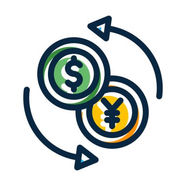 Kişisel ve Ticari Kullanım İçin Koyu Renk Simgeleri Doldurulmuş Para Birimi Vektör Kalın Çizgisi