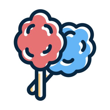 Pamuk Şeker Vektör Kalın Çizgisi Kişisel ve Ticari Kullanım İçin Koyu Renk Simgeleri Dolduruldu