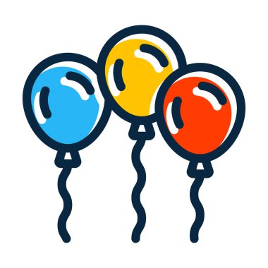 Kişisel ve ticari kullanım için Koyu Renk Simgeleri Doldurulmuş Balonlar Vektör Kalın Çizgisi