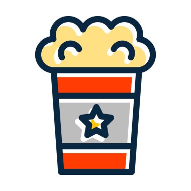 Popcorn Vector Kalın Çizgisi Kişisel ve Ticari Kullanım İçin Koyu Renk Simgeleri Dolduruldu