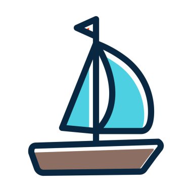 Yelken Vektörü Kalın Çizgisi Kişisel ve Ticari Kullanım İçin Koyu Renk Simgeleri Dolduruldu