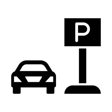 Kişisel ve Ticari Kullanım İçin Otopark Vektörü Glyph Simgesi