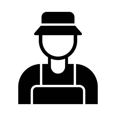 Çiftçi Vektörü Glyph Simgesi Kişisel ve Ticari Kullanım