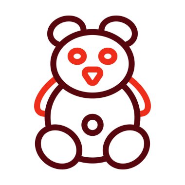 Teddy Bear Vektör Kalın Çizgisi Kişisel ve Ticari Kullanım İçin İki Renk Simgesi