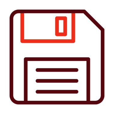 Disket Vektör Kalın Çizgisi Kişisel ve Ticari Kullanım İçin İki Renk Simgesi