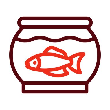 Kişisel ve ticari kullanım için Akvaryum Vektör Kalın Çizgisi İki Renk Simgesi