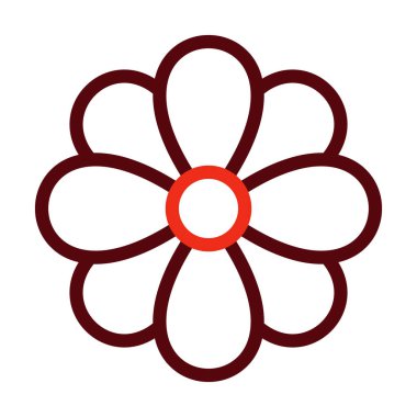 Çiçek Vektörü Kalın Çizgisi Kişisel ve Ticari Kullanım İçin İki Renk Simgesi