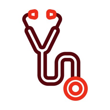 Kişisel ve Ticari Kullanım İçin Stethoscope Vektör Kalın Çizgisi İki Renk Simgesi