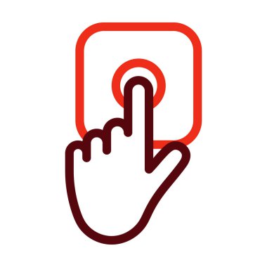 Kişisel ve Ticari Kullanım İçin Acil Durum Düğme Kalın Çizgisi İki Renk Simgesi