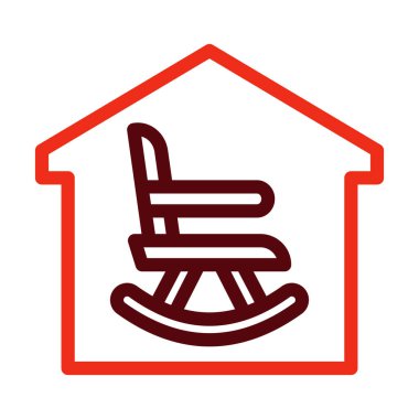 Emeklilik Evi Vektörü Kalın Çizgi Kişisel ve Ticari Kullanım İçin İki Renk Simgesi