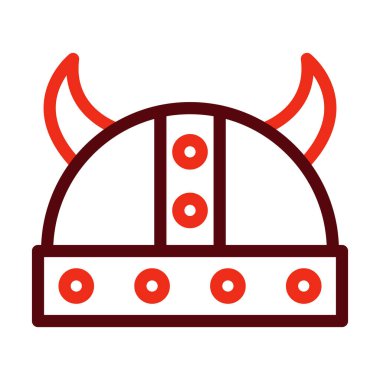 Viking Miğfer Vektör Kalın Çizgi Kişisel ve Ticari Kullanım İçin İki Renk Simgesi