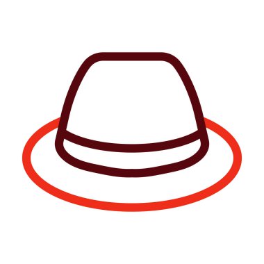 Düz Şapka Vektör Kalın Çizgi Kişisel ve Ticari Kullanım İçin İki Renk Simgesi