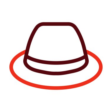 Düz Şapka Vektör Kalın Çizgi Kişisel ve Ticari Kullanım İçin İki Renk Simgesi