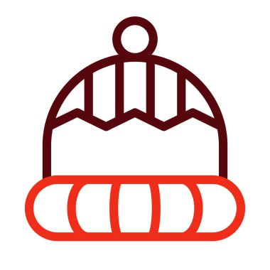 Kişisel ve ticari kullanım için Beanie Vektör Kalın Çizgisi İki Renk Simgesi