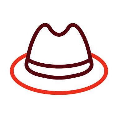 Fedora Şapka Vektör Kalın Çizgisi Kişisel ve Ticari Kullanım İçin İki Renk Simgesi
