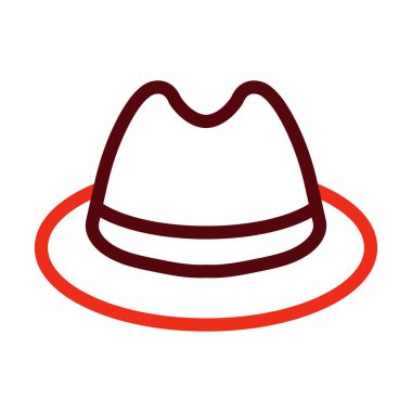 Fedora Şapka Vektör Kalın Çizgisi Kişisel ve Ticari Kullanım İçin İki Renk Simgesi