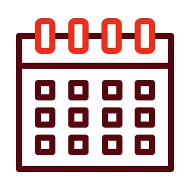 Kişisel ve Ticari Kullanım İçin Takvim Vektör Kalın Çizgisi İki Renk Simgesi