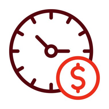 Zaman Para Vektörü Kalın Çizgi Kişisel ve Ticari Kullanım İçin İki Renk Simgesi