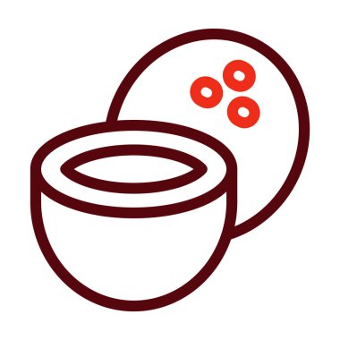 Hindistan Cevizi Vektörü Kalın Çizgi Kişisel ve Ticari Kullanım İçin İki Renk Simgesi