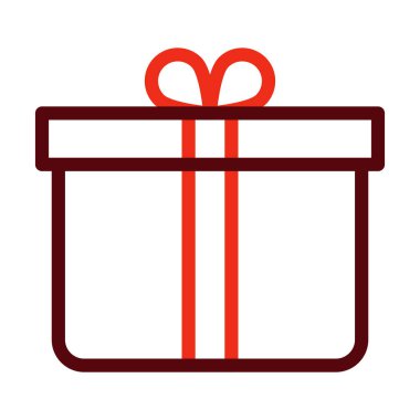 Hediye Kutusu Vektör Kalın Çizgisi Kişisel ve Ticari Kullanım İçin İki Renk Simgesi