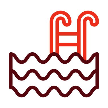 Yüzme Havuzu Vektör Kalın Çizgisi Kişisel ve Ticari Kullanım İçin İki Renk Simgesi