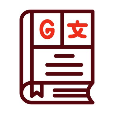 Kişisel ve Ticari Kullanım İçin Sözlük Vektör Kalın Çizgisi İki Renk Simgesi