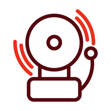 Okul Çanı Kalın Çizgi Kişisel ve Ticari Kullanım İçin İki Renk Simgesi