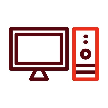 Kişisel ve ticari kullanım için Bilgisayar Vektörü Kalın Çizgisi İki Renk Simgesi