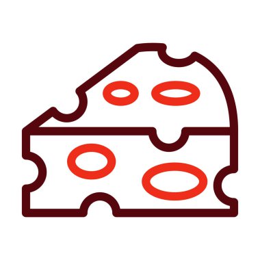 Peynir Vektörü Kalın Çizgisi Kişisel ve Ticari Kullanım İçin İki Renk Simgesi