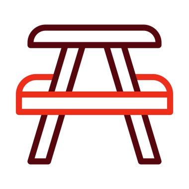 Kişisel ve Ticari Kullanım İçin Piknik Masası Kalın Çizgisi İki Renk Simgesi