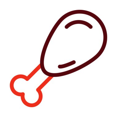 Tavuk Bacağı Vektör Kalın Çizgisi Kişisel ve Ticari Kullanım İçin İki Renk Simgesi