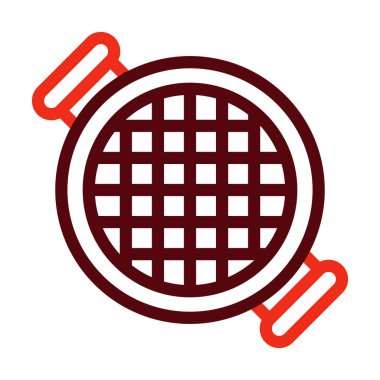 Bireysel ve ticari kullanım için BBQ Izgarası Kalın Çizgi İki Renk Simgeleri