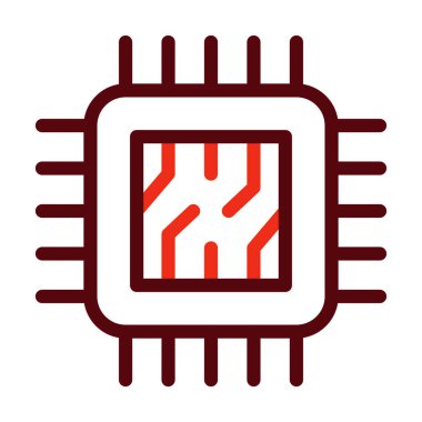 Kişisel ve ticari kullanım için Çip Vektör Kalın Çizgisi İki Renk Simgesi