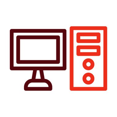 Kişisel ve ticari kullanım için Bilgisayar Vektörü Kalın Çizgisi İki Renk Simgesi