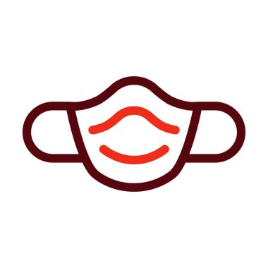 Kişisel ve Ticari Kullanım İçin Maske Vektörü Kalın Çizgisi İki Renk Simgesi