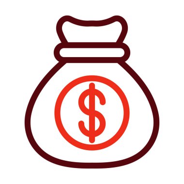 Para Torbası Vektör Kalın Çizgisi Kişisel ve Ticari Kullanım İçin İki Renk Simgesi