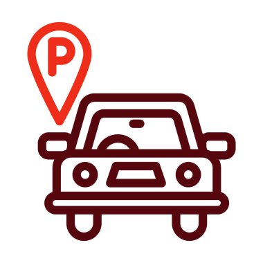 Kişisel ve Ticari Kullanım İçin Otopark Vektörü Kalın Çizgisi İki Renk Simgesi