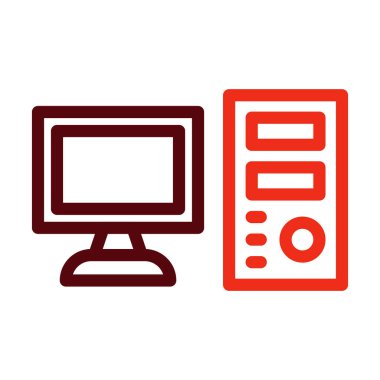 Kişisel ve ticari kullanım için Bilgisayar Vektörü Kalın Çizgisi İki Renk Simgesi