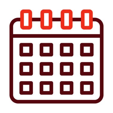 Kişisel ve Ticari Kullanım İçin Takvim Vektör Kalın Çizgisi İki Renk Simgesi