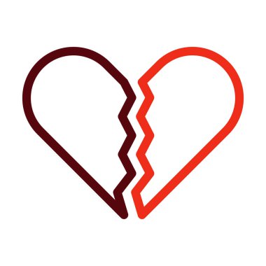 Kırık Kalp Vektörü Kalın Çizgi Kişisel ve Ticari Kullanım İçin İki Renk Simgesi