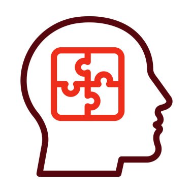 Kişisel ve Ticari Kullanım İçin Otizm Vektör Kalın Çizgisi İki Renk Simgesi