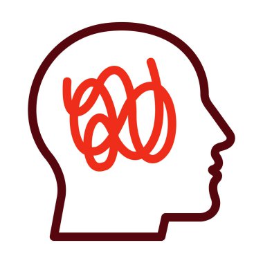 Şizofreni Vektör Kalın Çizgisi Kişisel ve Ticari Kullanım İçin İki Renk Simgesi