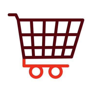 Shop Cart Vektör Kalın Çizgisi Kişisel ve Ticari Kullanım İçin İki Renk Simgesi