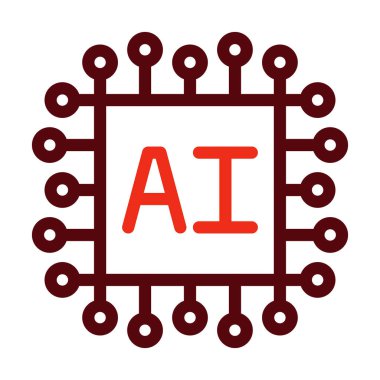 Kişisel ve ticari kullanım için Yapay Zeka Vektör Çizgisi İki Renk Simgesi