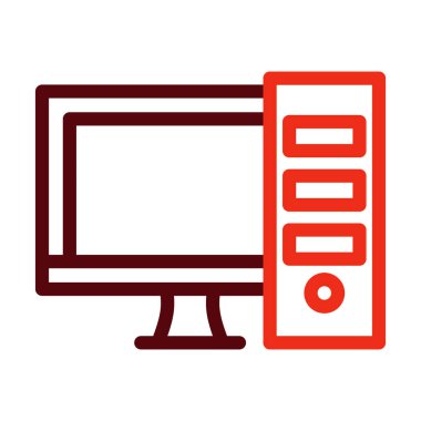 Kişisel ve ticari kullanım için Bilgisayar Vektörü Kalın Çizgisi İki Renk Simgesi