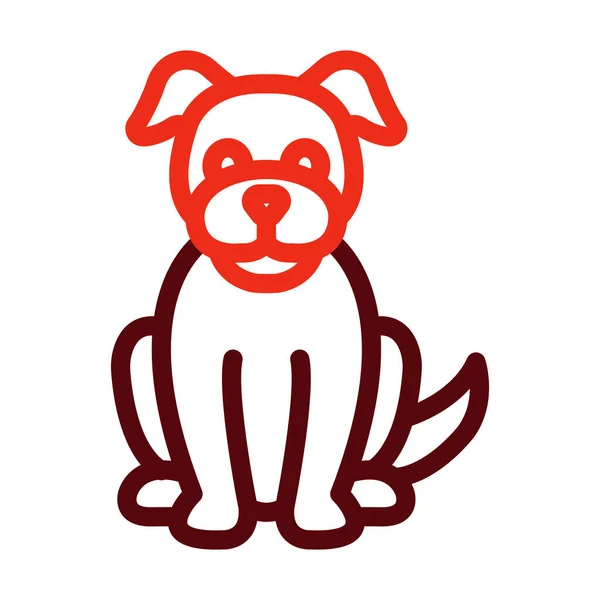 Garis Tebal Vektor Anjing Dua Ikon Warna Untuk Penggunaan Pribadi Stok Vektor