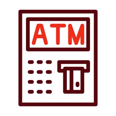Kişisel ve ticari kullanım için ATM Vektör Kalın Çizgisi İki Renk Simgesi