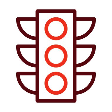 Kişisel ve ticari kullanım için Trafik Işığı Vektör Kalın Çizgisi İki Renk Simgesi